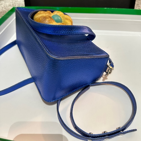 PUPPETS AND PUPPETS BLUE LEATHER BUN BAG - Picture 8 of 12